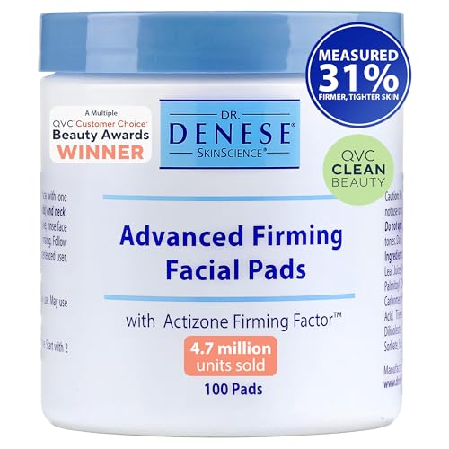 Dr. Denese SkinScience Advanced Firming Facial Pads 100 Count ? Professional Exfoliator with Glycolic Acid, Peptides and Aloe for Smooth Radiant Skin, Refined Pores ? Dermatologist Tested Cruelty Free