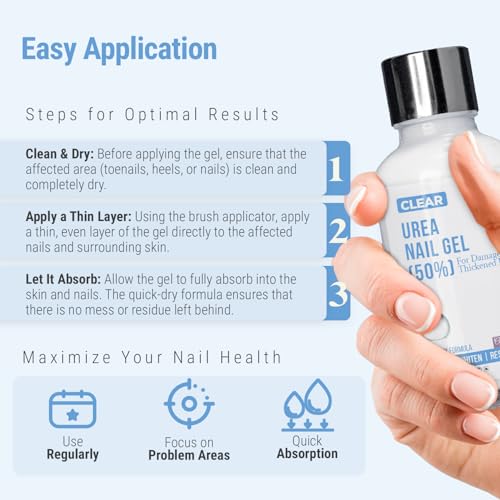 Urea Nail Gel Combo Pack ? 50% Urea Daily Treatment & CLEAR 40% Urea Night Gel with Tea Tree Oil ? Softens Thick Nails, Repairs Cracked Heels, Whitens Discolored Nails ? Quick-Dry ? Made in USA