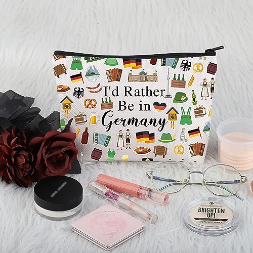 PWHAOO Germany Travel Traveling Gift I'd Rather Be in Germany Makeup Bag Germany Trip Vacation Cosmetic Bag Germany Souvenir Gift (Rather Be in Germany M)