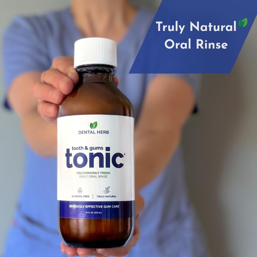 Tooth & Gums Tonic Mouthwash Travel Size (2 oz) - Natural Essential Oil Formula for Bad Breath & Gum Health