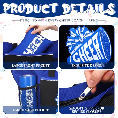 Patelai 4 Pcs Cheerleader Gifts Set Cheer Tote Bag 20 oz Tumbler Women Makeup Bag Keychain Stuff Accessories for Cheerleader