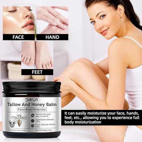 Tallow and Honey Balm for Skin Honey Butter Face & Body Cream For Skin Firming & Hydrating Balm Skin Care Tallow Face Moisturizer Cream (2)