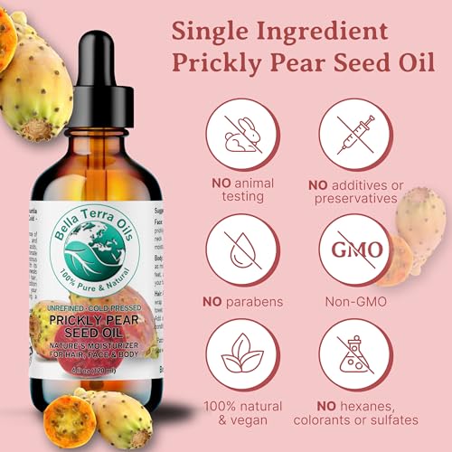 Bella Terra Oils - Prickly Pear Oil 16 oz - Nourish with Barbary Fig Elixir, Abundant in Phenolic Compounds & Amino Acids, A Treasure for Luminous Skin