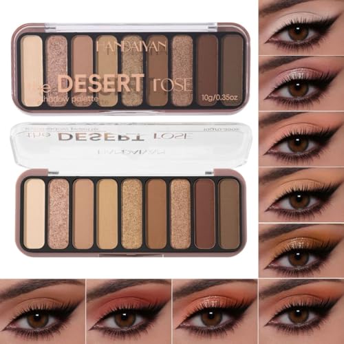 9 Colors Eyeshadow Palette Natural Nude Matte Shimmer Glitter Eye Shadow Pallete, High Pigment, Blendable, Long-Lasting Natural to Glam Smokey Eye Looks
