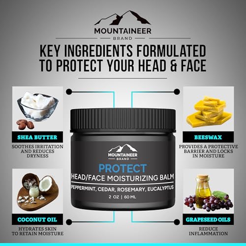 Mountaineer Brand Natural Moisturiser with Fresh & Natural Scent | Bald Head Care for Men | Non-Greasy Scalp and Face Balm | Made in West Virginia | Protect | 2oz