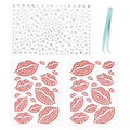 Red Face Gems Self-Adhesive Face Jewels, Red Lip Hair Gems & Festival Kiss Stickers, Face Rhinestone Stickers for Makeup, Eye, Hair, Body, Rave Accessories (Kids & Women)
