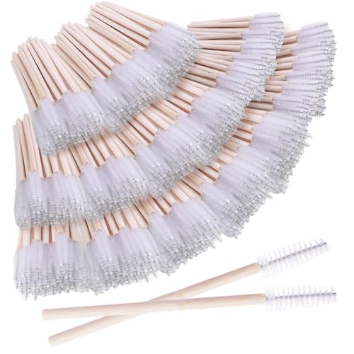 500PCS Disposable Eyelash Brushes - Upgraded Mascara Wands & Makeup Applicators Kit for Eyelash Extensions Makeup and Eyebrow Grooming(White)