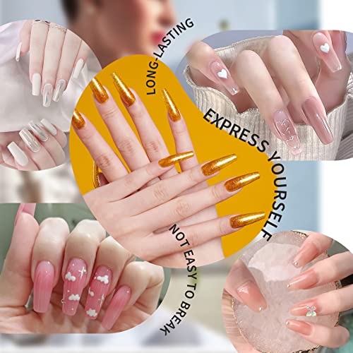 X&D Poly Gel Nail Kit Polygel Quick Dry Natural Clear Polygel 5 Colors Nail Extension Balance Builder with Dual Forms, Brush with Spatula, Professional File and Buffer Set
