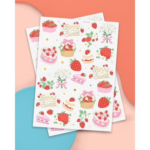 xo, Fetti Strawberry Party Temporary Tattoos - 60 Styles | Dessert Birthday Party Decorations, Berry Sweet Cute Accessory, Garden Tea Theme Favor, Summer Home Activity, Easter Basket