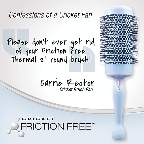 Cricket Friction Free 2¡± Thermal Brush ? Seamless Ceramic Barrel for Blowout and Curling, Ion-Infused Tourmaline Bristles, Anti-Static Styling, Non-Slip Grip, Professional for All Hair Types