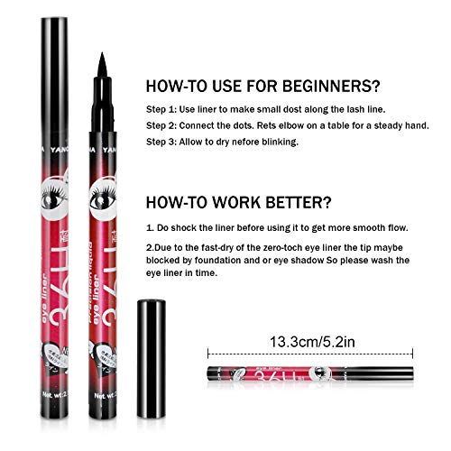Gnker Eyeliner Waterproof Professional Liquid Long Lasting Cosmetics Eye Liner Pen Black 2 pcs