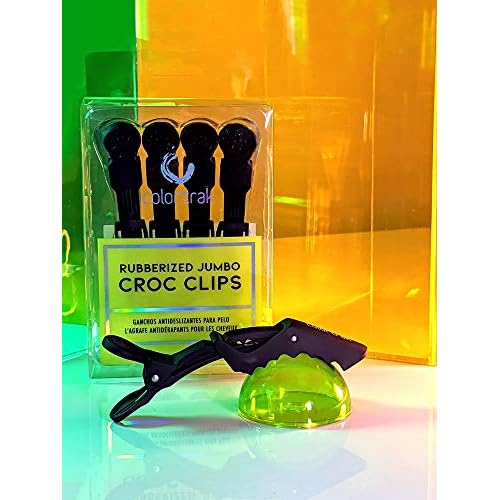 Colortrak Rubberized Jumbo Croc Clips - 4 Pack, Rubberized Finish Croc Clips to Prevent Slippage, Stain Resistant, Ergonomic Grip, Double-Hinged Design, 5.3" Long