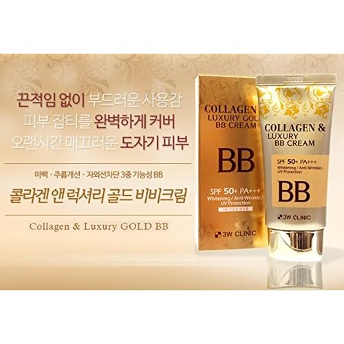 3W CLINIC Collagen & Luxury Gold BB Cream 1.69Oz SPF50+/PA+++ Wrinkle Care