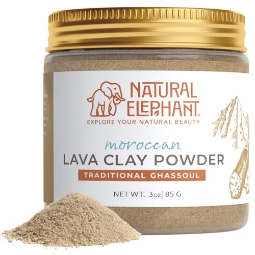 Natural Elephant Ghassoul (Rhassoul) Moroccan Lava Clay Powder | 100% Pure & Natural Face & Body Mask Powder | 3 oz Travel Size