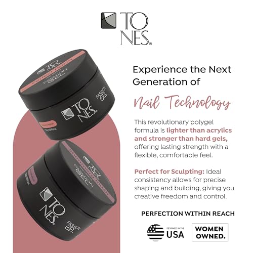 TONES Fashion Gel - Premium, Long-Lasting LED or UV Poly Nail Gel - 7-Free - Quick-Curing Nail Art and Nail Design Overlay or Nail Sculpting - (1.89 Oz, Cover Pink)