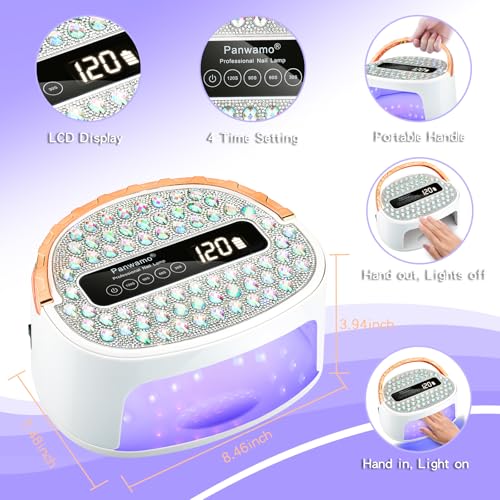 UV LED Nail Lamp, Rechargeable Cordless Nail Dryer for Gel Polish, UV Nail Light with 45 Beads and Handle, Professional Quick Dry Curing Lamp with 4 Timers Setting for Salon and Home