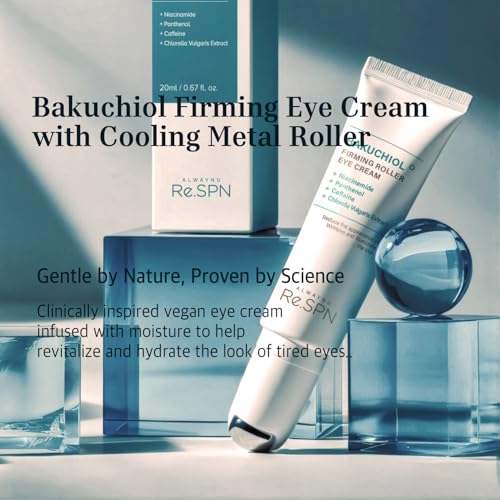 Re.SPN Bakuchiol Firming Eye Cream with Cooling Metal Roller ? Clinically Proven Moisturizing Eye Cream for Puffiness, Wrinkles & Dark Circles | Vegan, Fragrance-Free, Korean Skincare (0.67 fl oz)