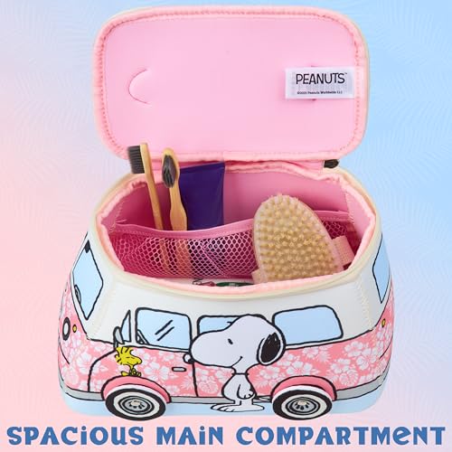 Get Trend Peanuts Snoopy Toiletry Bag, Travel Essentials, Girls Makeup Bag, Cruise Essentials, Travel Accessories, Gifts for Women, Teens (Pink Snoopy)