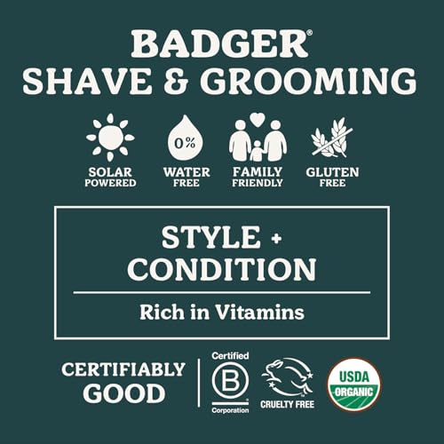 Badger Mustache Wax, Medium Hold, Light Masculine Scent, Easy to Apply, Certified Organic Versatile Moustache & Beard Wax, .75 oz Tin, 2-Pack