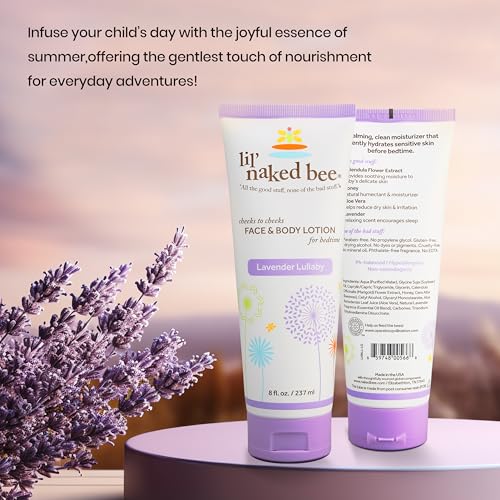 Lil Naked Bee Baby Lotion for Kids (8 oz) Lavender Lullaby Cheeks to Cheeks Face & Body Lotion for Hydrating & Moisturizing Skin