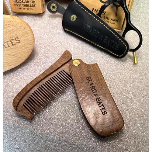 BEARD & BATES Factory Seconds Beard Tool Kit, Wooden Comb, Scissors, Brush, Deep Discount