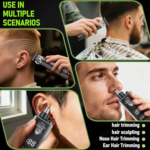 Rechargeable Beard Trimmer kit for Mustaches, Nose Hair, and Light Detailing and Grooming with Bonus Wet/Dry Battery Nose Trimmer
