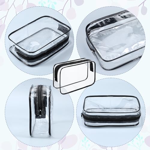 28 Pieces Clear Cosmetic Makeup Bags with Zipper Transparent Cosmetic Bag Clear Makeup Bags Bulk Waterproof Portable Transparent Zippered Organizer Case for Travel Bathroom