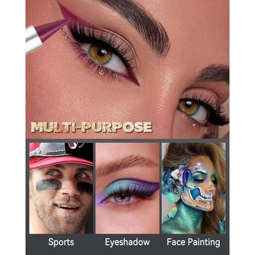 Green Gel Eyeliner Cream Pencil, Waterproof Smudge-proof Longwear, Glides on Smoothly Matte Waterline Eyeliner, Intense Color Eye Liner Pen, Multi-use Face Paint Stick St Patrick's Makeup for Women-03