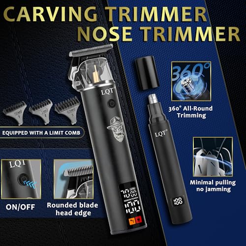 Men's Professional Hair Clipper & Trimmer Set with LED Display, Zero-Gap T-Blade, Cordless Nose Hair Trimmer, Electric Foil Shaver, Rechargeable Grooming Kit, Suitable for Barber Shops & Home Use