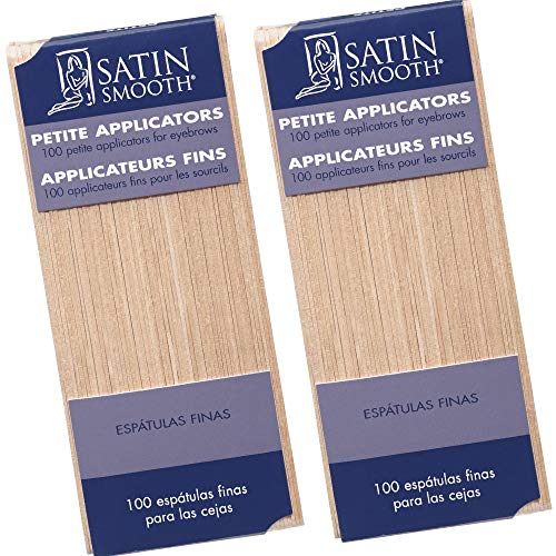 Satin Smooth Petite Wax Sticks for Hair Removal, Wax Applicator Sticks, Wooden Waxing Stick Spatulas for Eyebrow & Facial Hair Waxing 100 Ct, 2 Pack