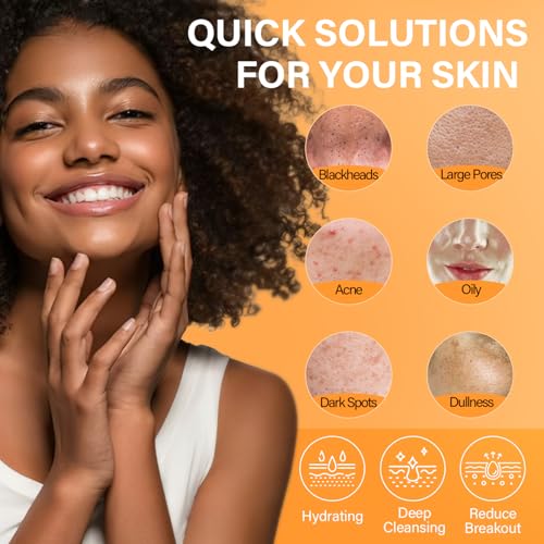 Facial Clay Mask Set - Vitamin C Turmeric Face Mask, Dead Sea Mud & Salicylic Acid (BHA) Mask for Pore Cleansing, Brightening, Blackheads & Dark Spots, Face Masks Skincare Gift for Women, 2.82 oz each