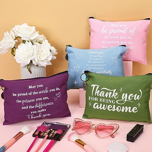 Panelee 48 Pcs Inspirational Gifts Makeup Bags Bulk Cosmetic Bags and Keychains for Women Employee Appreciation Thank You Gift for Employee Coworker Volunteer Friends