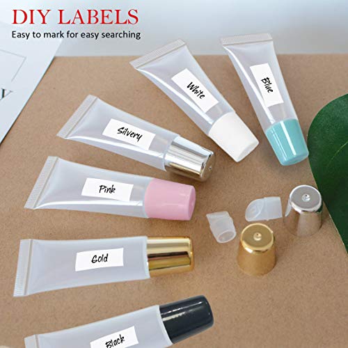 AMORIX 50PCS Lip Gloss Containers 10ml Gold Lip Gloss Tubes Empty Lip Balm Tubes Squeeze Tubes Lipgloss Supplies Lip Gloss Kit for Lip Gloss Base + 2 x 20ml Syringes & Labels