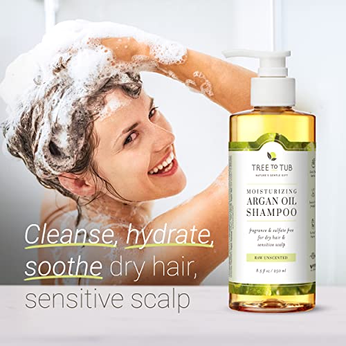 Tree to Tub Unscented Body Wash for Sensitive Skin and Dry Skin & Fragrance Free Shampoo for Dry Sensitive Scalp - Moisturizing pH Balanced Fragrance Free Body Wash & Unscented Hydrating Hair Shampoo