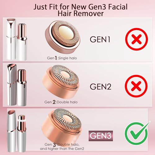 Gen 3 Replacement Heads for Flawless Finishing Touch Facial Hair Removal, Painless Replacement Blades for Face with Gurelax Flannel Bag