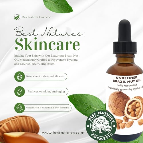 Best Nature's Cosmetics Virgin Organic Brazil Nut Oil Moisturizer for Skin and Hair, 1 Fl Oz
