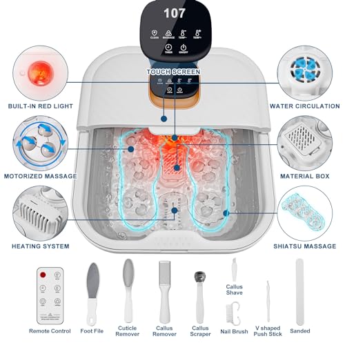 Collapsible Foot Spa Bath with Heat, Motorized Massager, Touch Screen, Foot Pedicure Kit, Temperature Control, Pedicure Foot Spa, Foot Bath