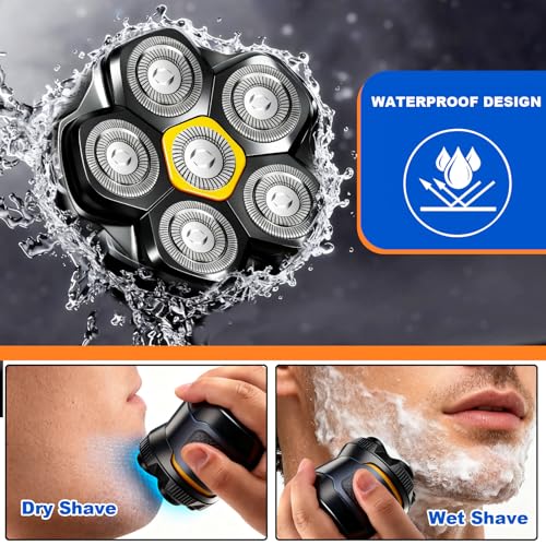 Magnetic 6 Blades Head Shaver Replacement Heads for Many 6D Magnetic Electric Razor,Magnetic 6D Blade Head Compatible with Head Shavers for Bald Men. (3PCS)