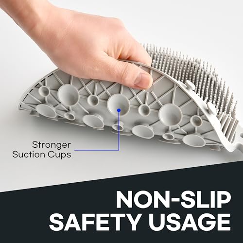 Larger Foot Scrubber - Foot Cleaner&Massager with Non-Slip Suction Cups for Use in The Shower Black (Black)