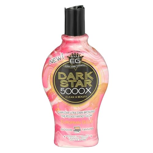European Gold Dark Star 5000X Indoor Tanning Lotion with Time-Release Formula Dark Accelerator for Indoor Tanning Beds & Outdoor Sun Tan 12 oz