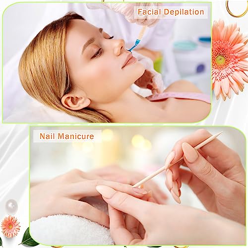 JANYUN Hair Removal 200 Pcs Eyebrow Wax Sticks, Wooden Waxing Spatulas for Small Detailed Areas, Orange Wood Nail Sticks