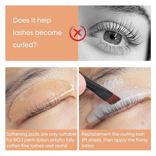 PERMANIA Lash Lift Pads Softening, 4Pcs Professional Korean Lash Lift Self Sticky & Ultra Thin for No.1 Perm Lotion (Orange)