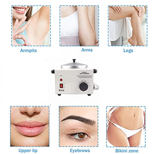 Single Pot Wax Warmer Professional Electric Wax Heater Machine Facial Skin SPA Equipment with Adjustable Temperature Set with Wood Craft Sticks£¨50 Pcs£©