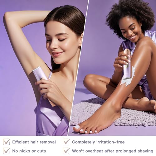 Bikini Trimmer for Women, Electric Razors with Dual Heads, Rechargeable Pubic Hair Trimmer with IPX7 Waterproof, Painless Pro Shaver for Underarm Leg Arm Body Face Private Area£¨RoyalRose£©