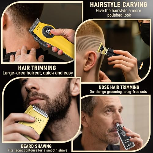 Professional Hair Clippers for Men, Cordless Hair Clipper and Trimmers Set with Electric Dual Foil Shaver & Nose Trimmer,LED Display,All-in-One Grooming Kit for Home,Barber & Travel, Gifts for Men