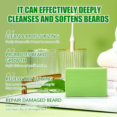 AICHUN BEAUTY Beard Growth Shampoo Soap Deep Cleanse Repair Damaged Beard Refreshing Facial Hair 100g / 3.5oz