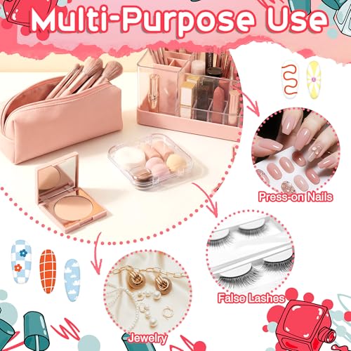 48 Pcs Press on Nail Boxes with 180 Pcs Adhesive Double Sided Tape Acrylic Press on Nail Packaging Cases Clear Transparent Storage Case Organizer for Display Art Salon Supplies