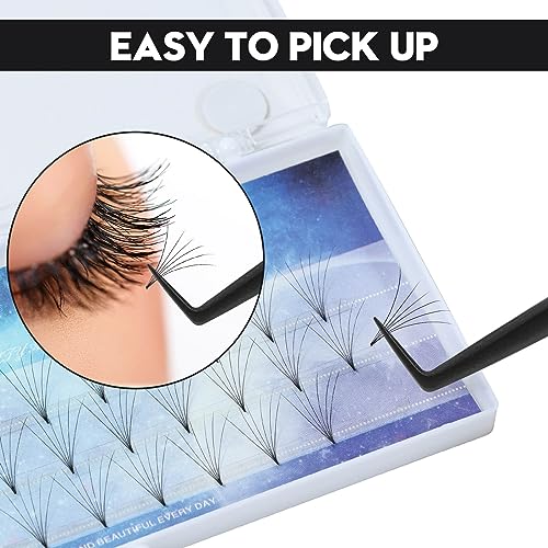 Ms.Queen Lash Tweezers for Eyelash Extensions, Diamond Grip 90 Degree Fiber Tip Volume Lash Extension Tweezers,Black