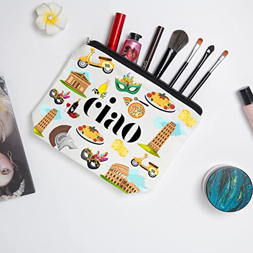 WZJHCL Italy Trip Makeup Pouch - Italian Souvenir Italy Vacation Holiday Cosmetic Kit - Bachelorette Trip Ciao Gift