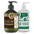 Aloe Vera Gel with Organic Aloe Vera Cold Pressed and Tea Tree Oil Body Wash with Mint